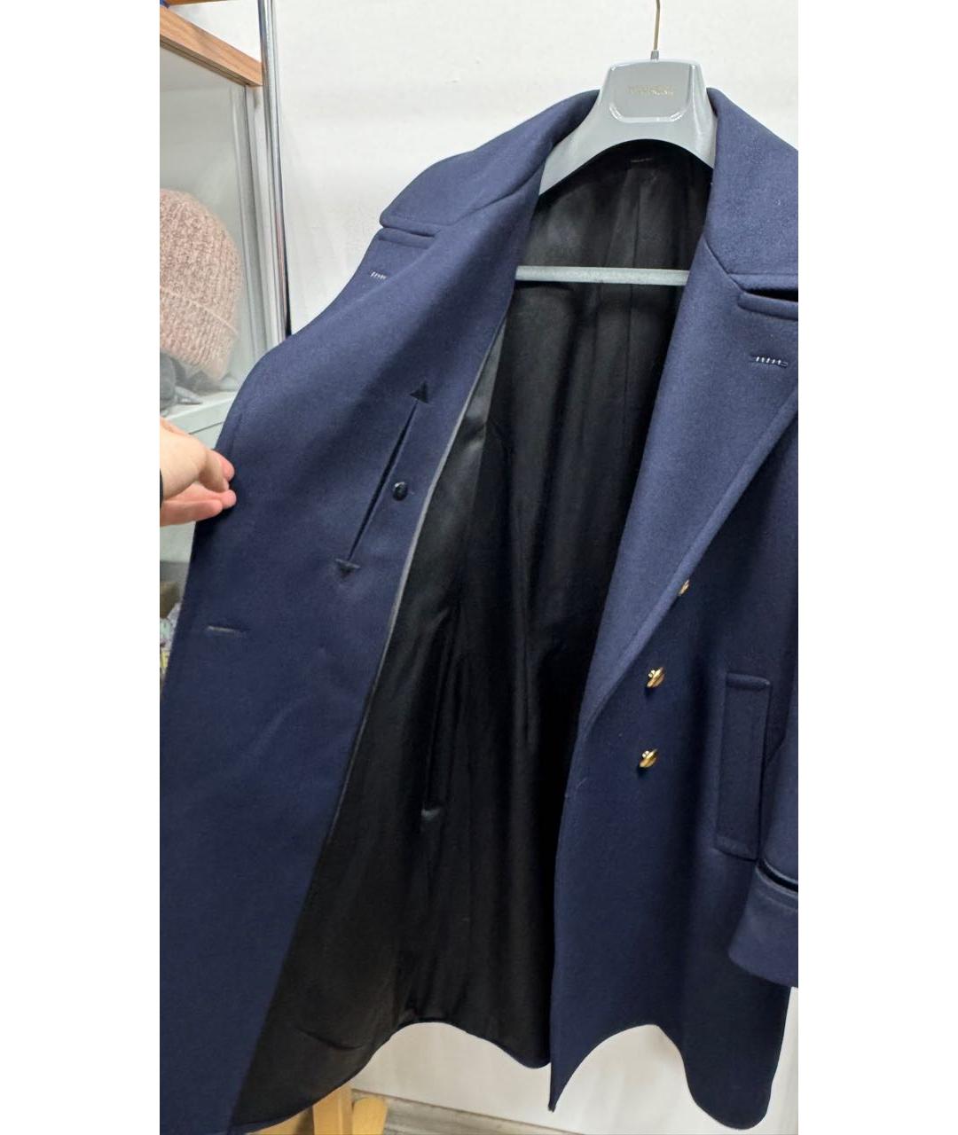 TOM FORD Темно-синее шерстяное пальто, фото 4
