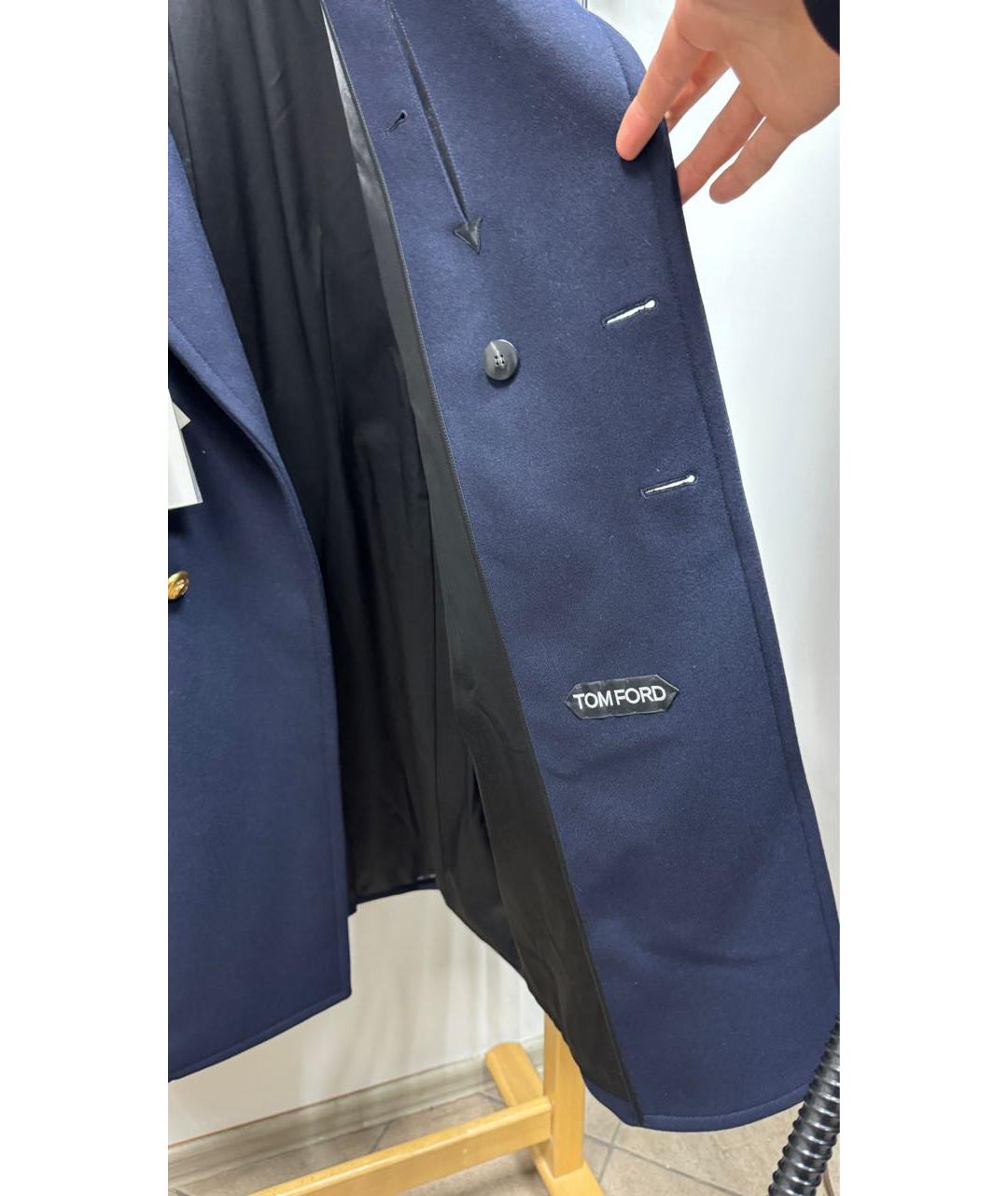 TOM FORD Темно-синее шерстяное пальто, фото 5