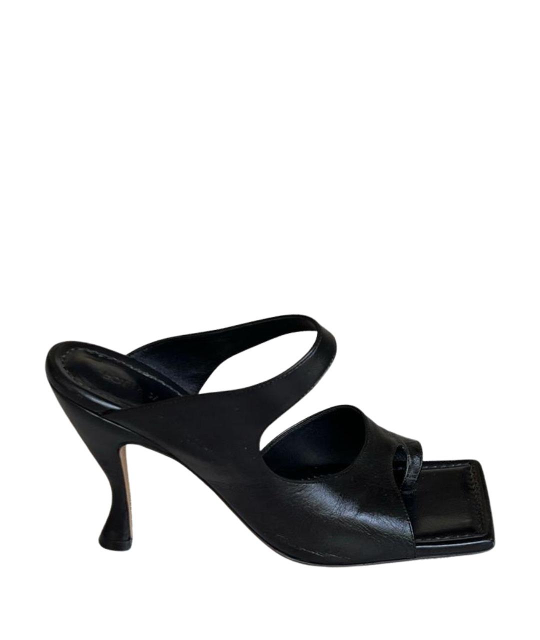 BOTTEGA VENETA Черные кожаные мюли, фото 1