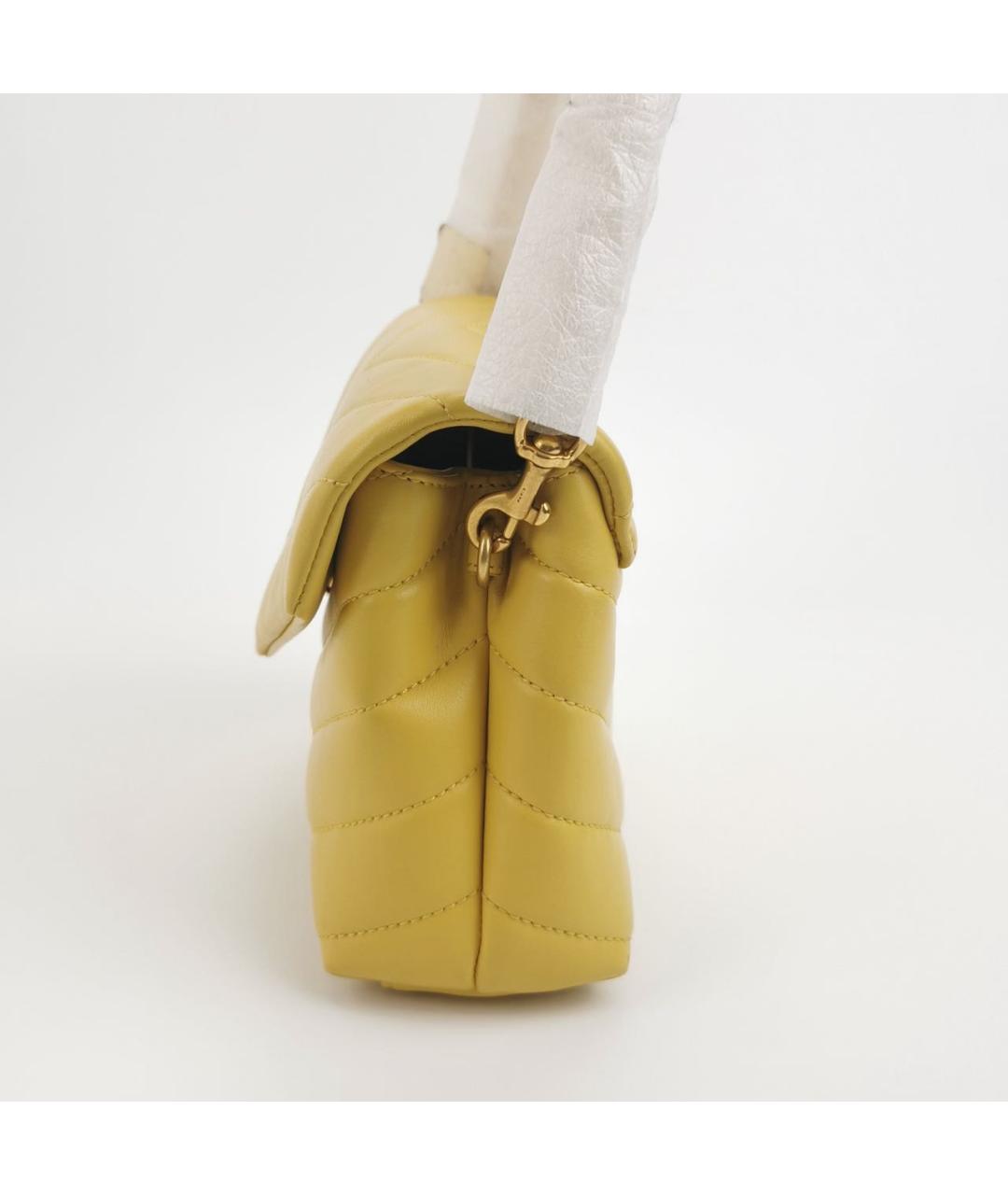 SAINT LAURENT Горчичная кожаная сумка через плечо, фото 2