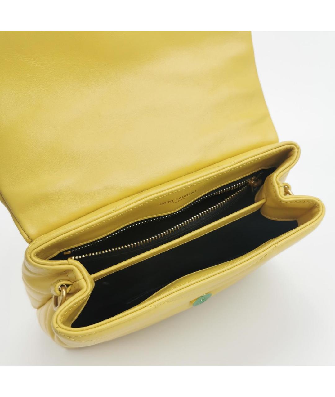 SAINT LAURENT Горчичная кожаная сумка через плечо, фото 4
