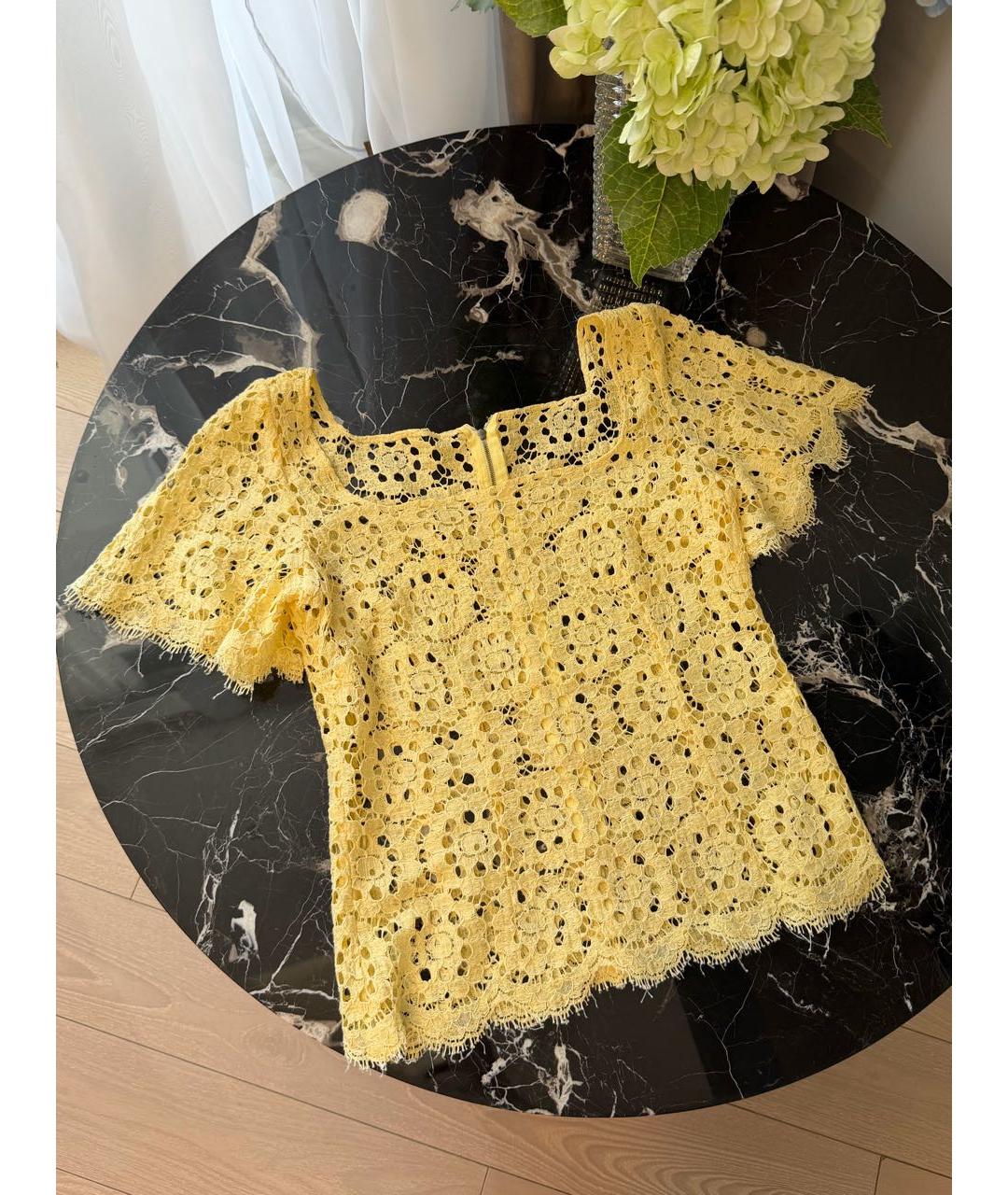 DOLCE&GABBANA Желтая кружевная рубашка, фото 3