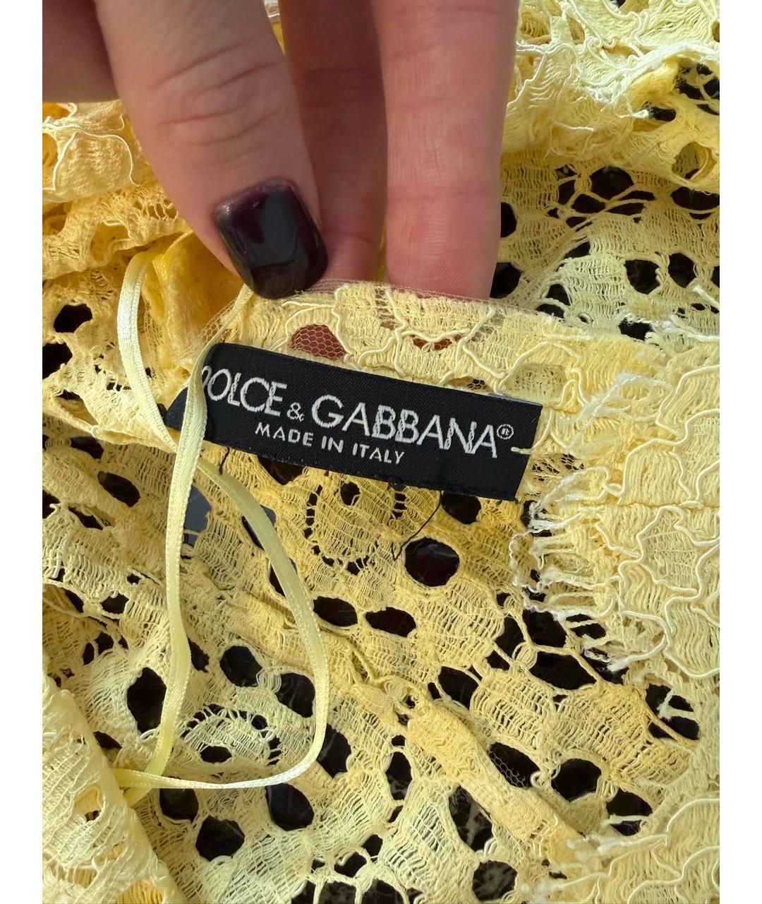 DOLCE&GABBANA Желтая кружевная рубашка, фото 2