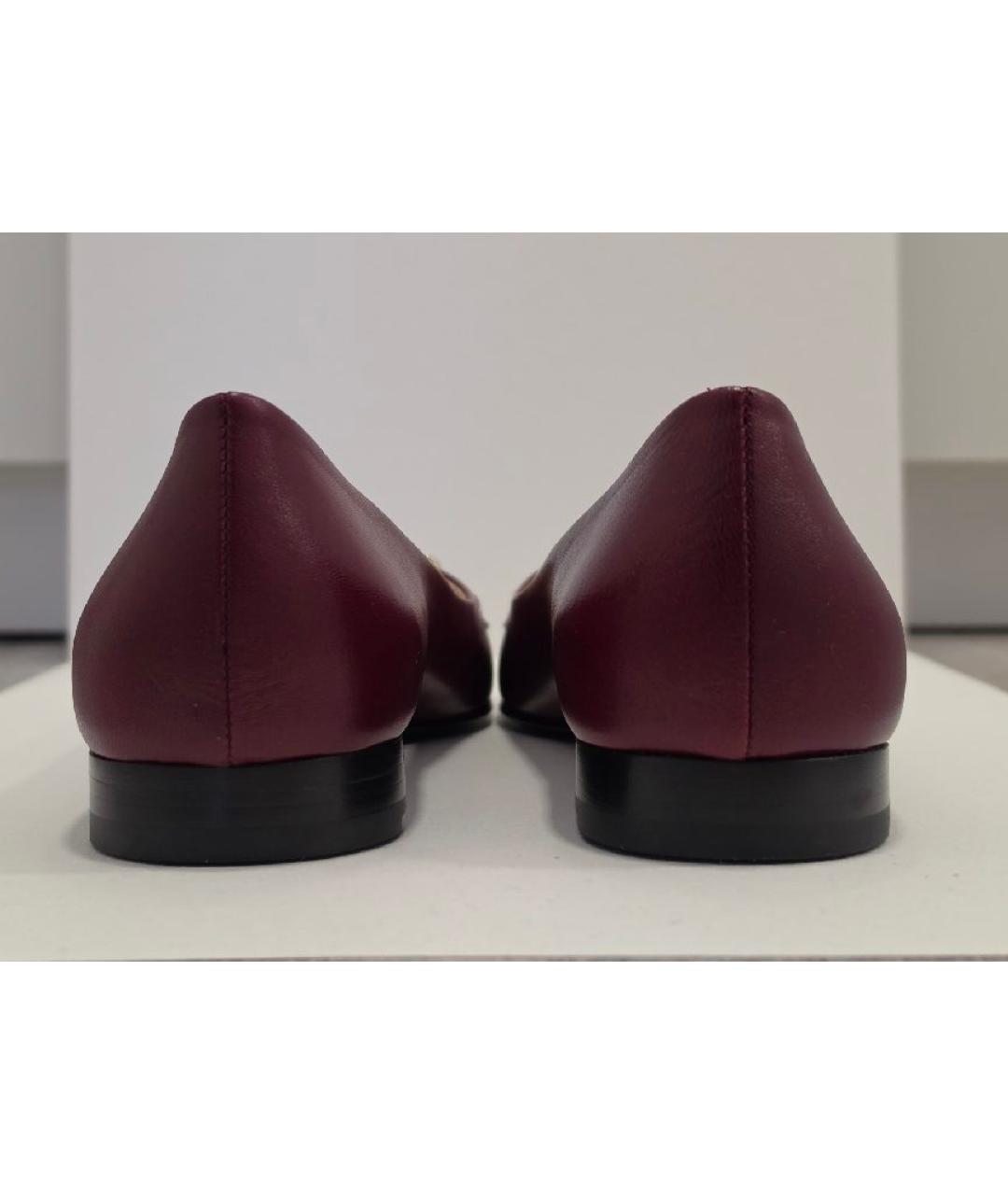 GUCCI Бордовые кожаные балетки, фото 4