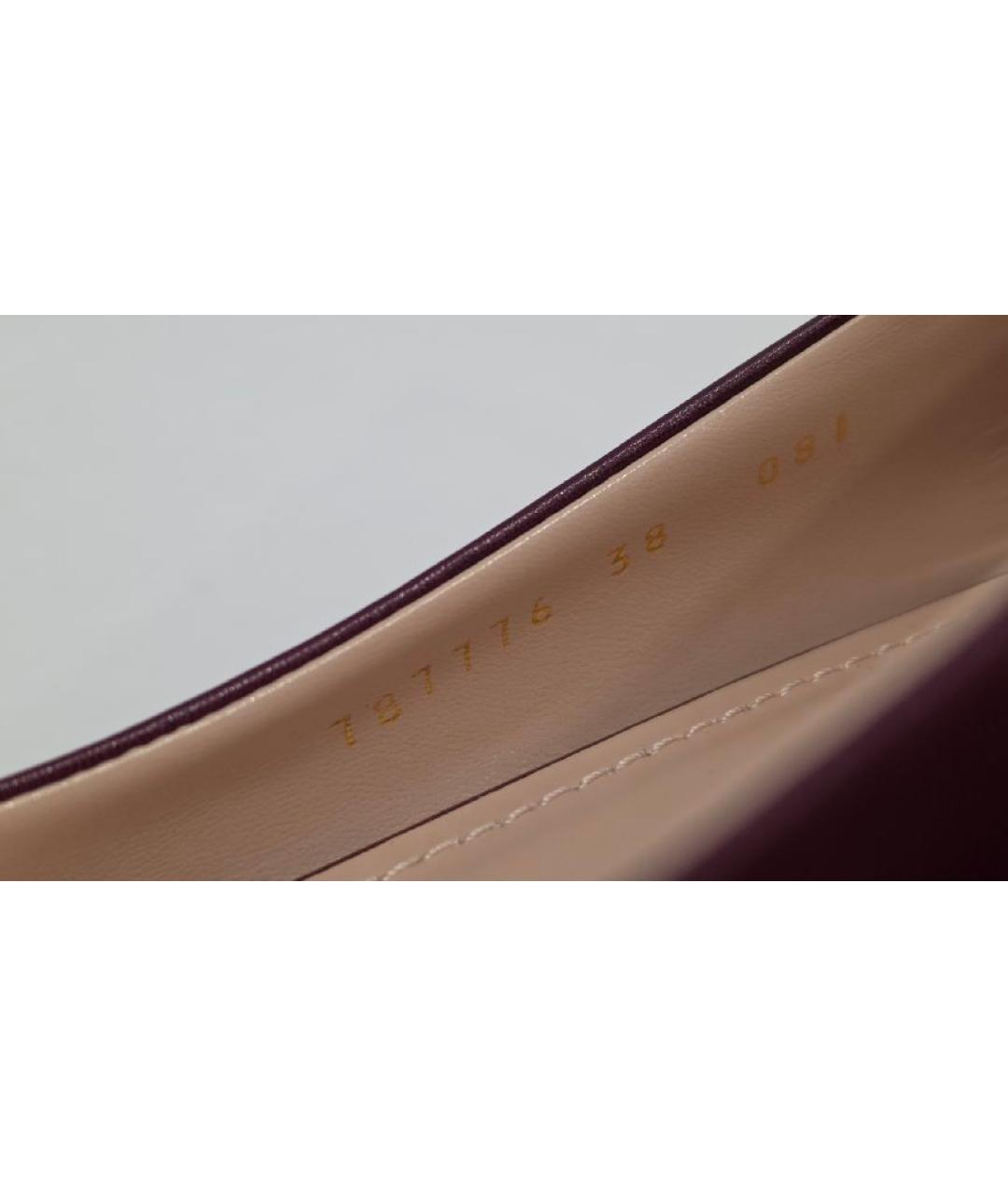 GUCCI Бордовые кожаные балетки, фото 6