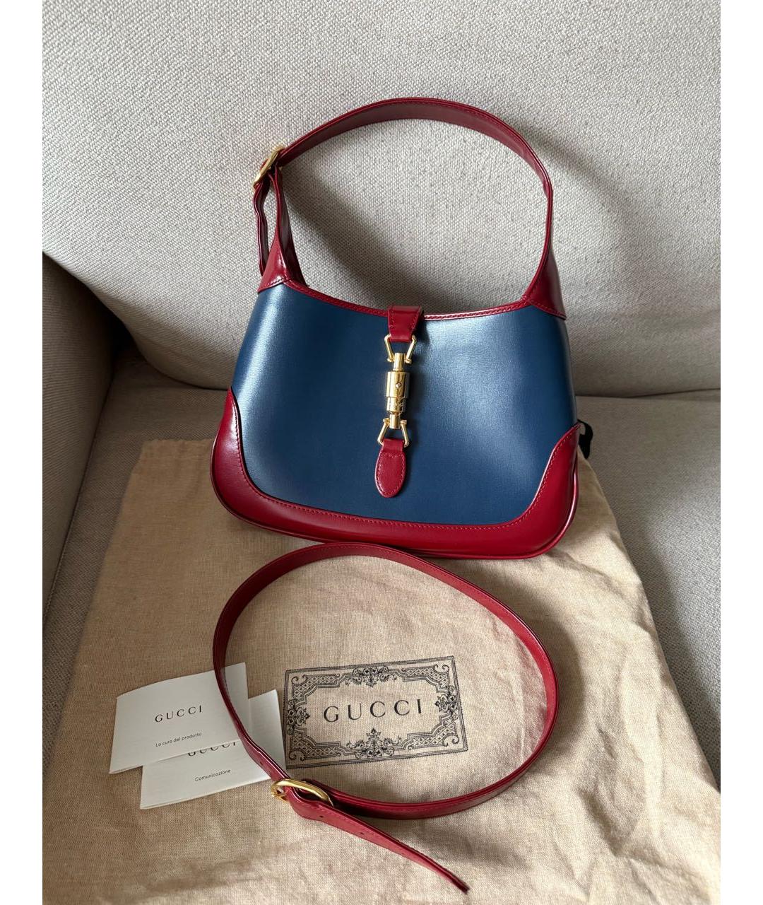 GUCCI Синяя кожаная сумка с короткими ручками, фото 8