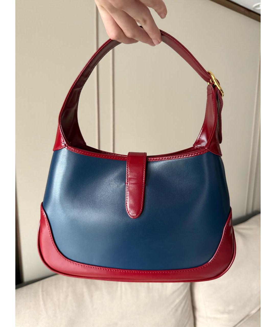 GUCCI Синяя кожаная сумка с короткими ручками, фото 4