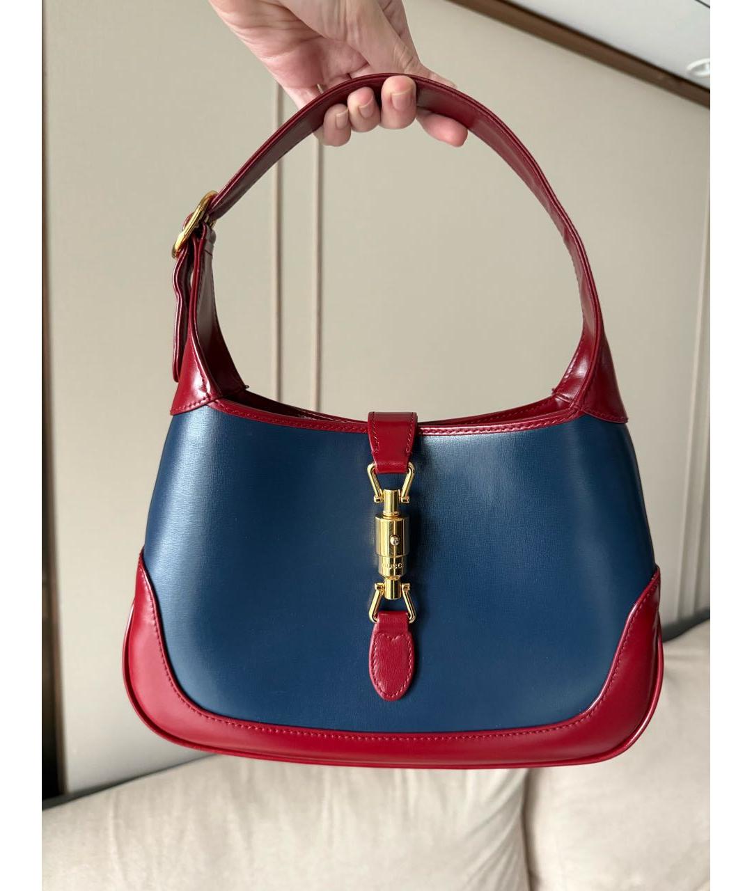 GUCCI Синяя кожаная сумка с короткими ручками, фото 3