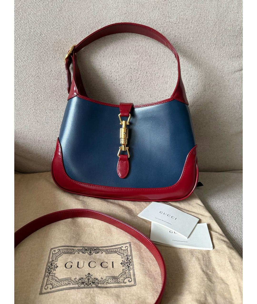 GUCCI Синяя кожаная сумка с короткими ручками, фото 2