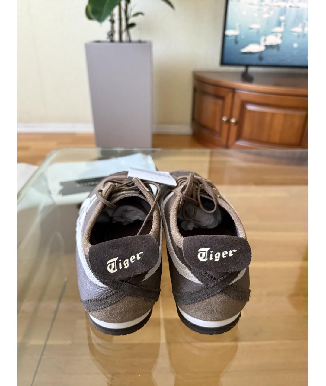 ONITSUKA TIGER Коричневые кожаные кеды, фото 4