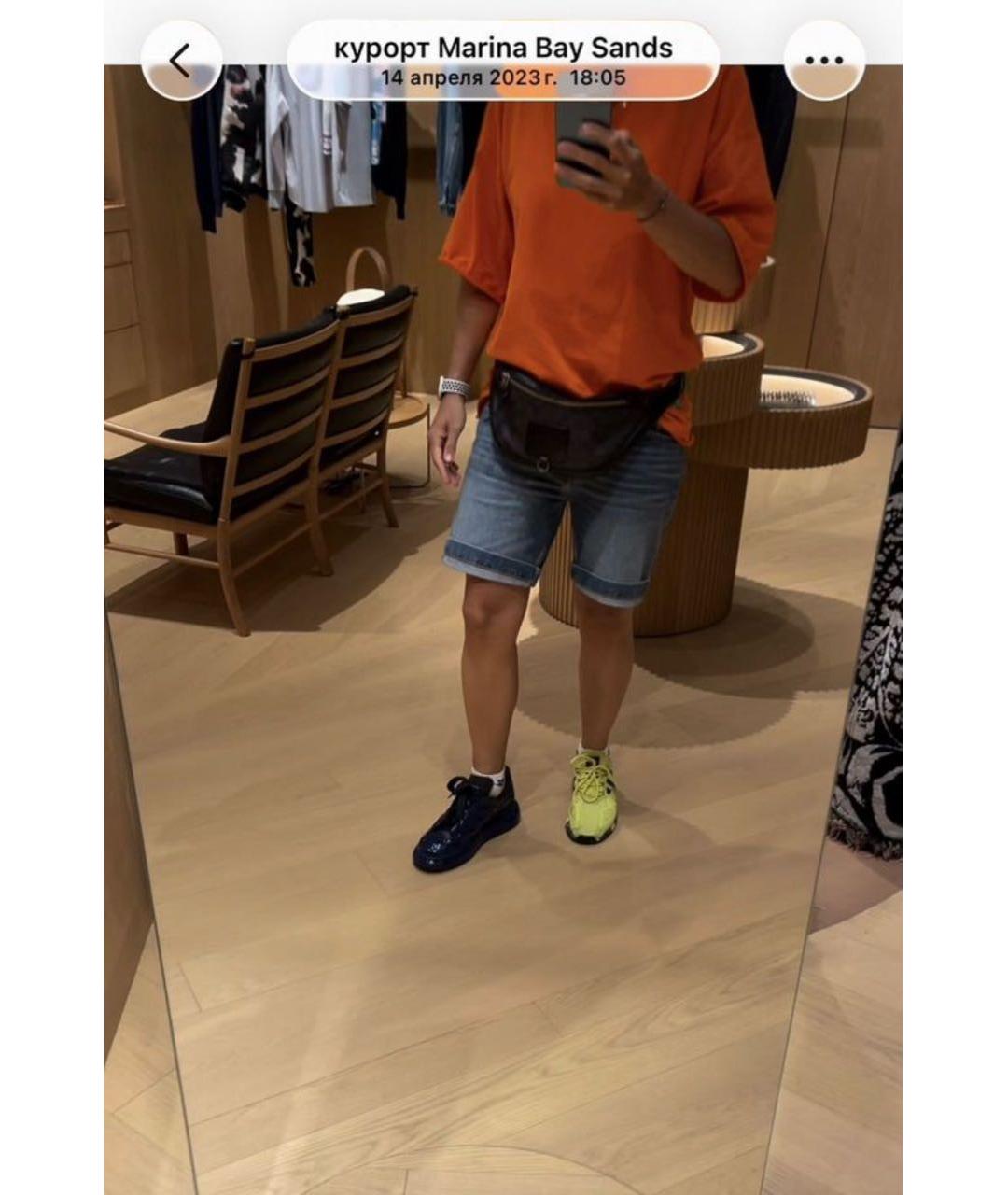 ALEXANDER MCQUEEN Темно-синие низкие кроссовки / кеды из лакированной кожи, фото 2