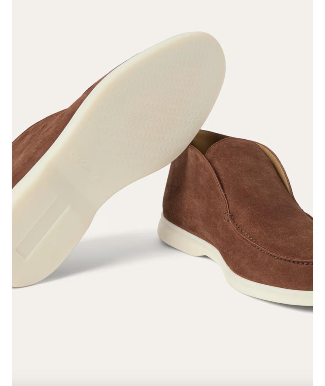 LORO PIANA Коричневые замшевые лоферы, фото 3