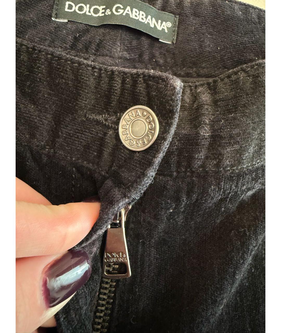 DOLCE&GABBANA Черные велюровые брюки узкие, фото 4