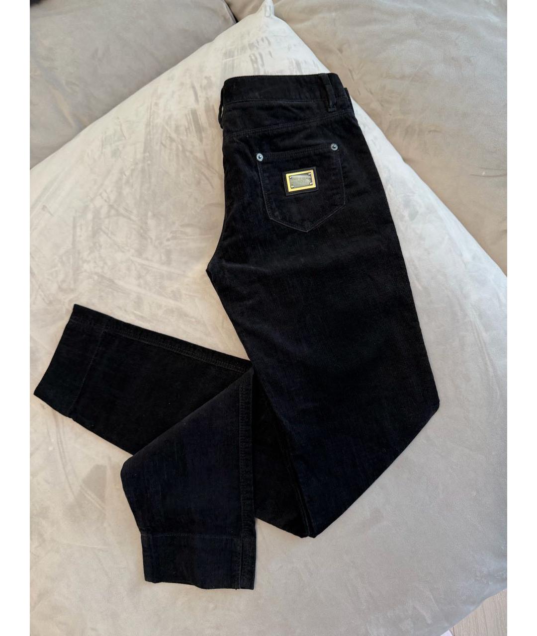 DOLCE&GABBANA Черные велюровые брюки узкие, фото 2