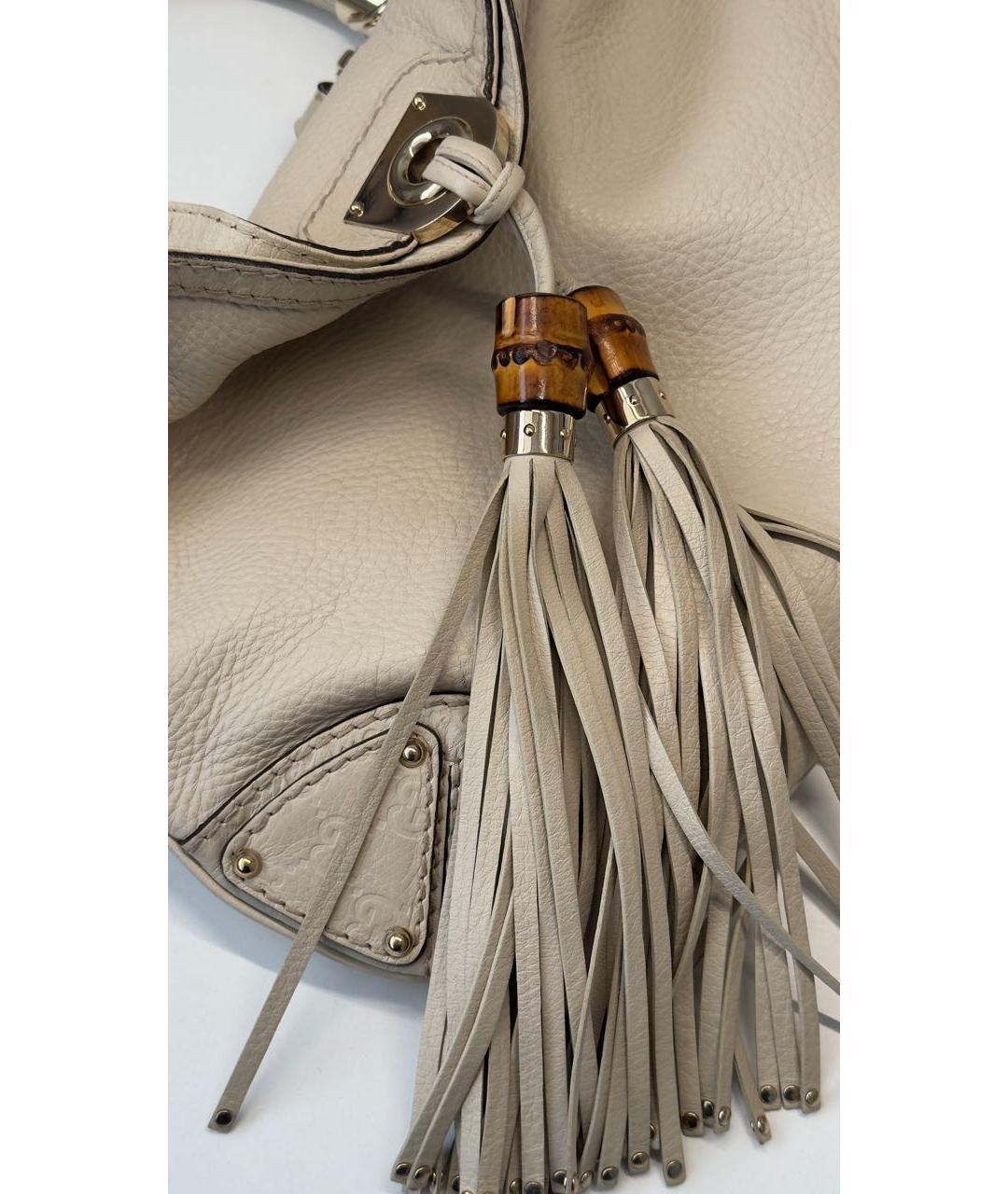 GUCCI Бежевая кожаная сумка через плечо, фото 7