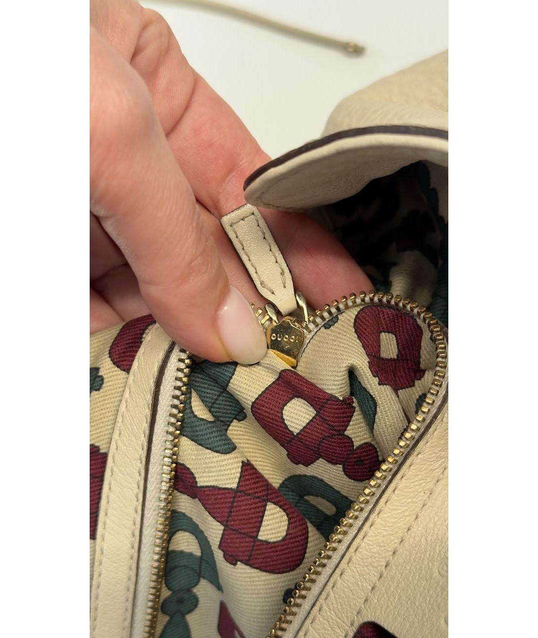 GUCCI Бежевая кожаная сумка через плечо, фото 6