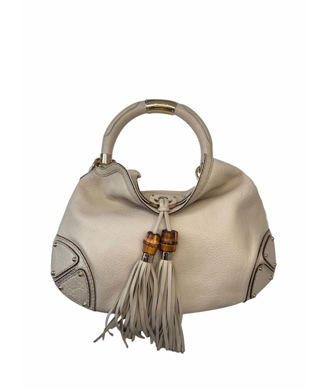 GUCCI Бежевая кожаная сумка через плечо, фото 1