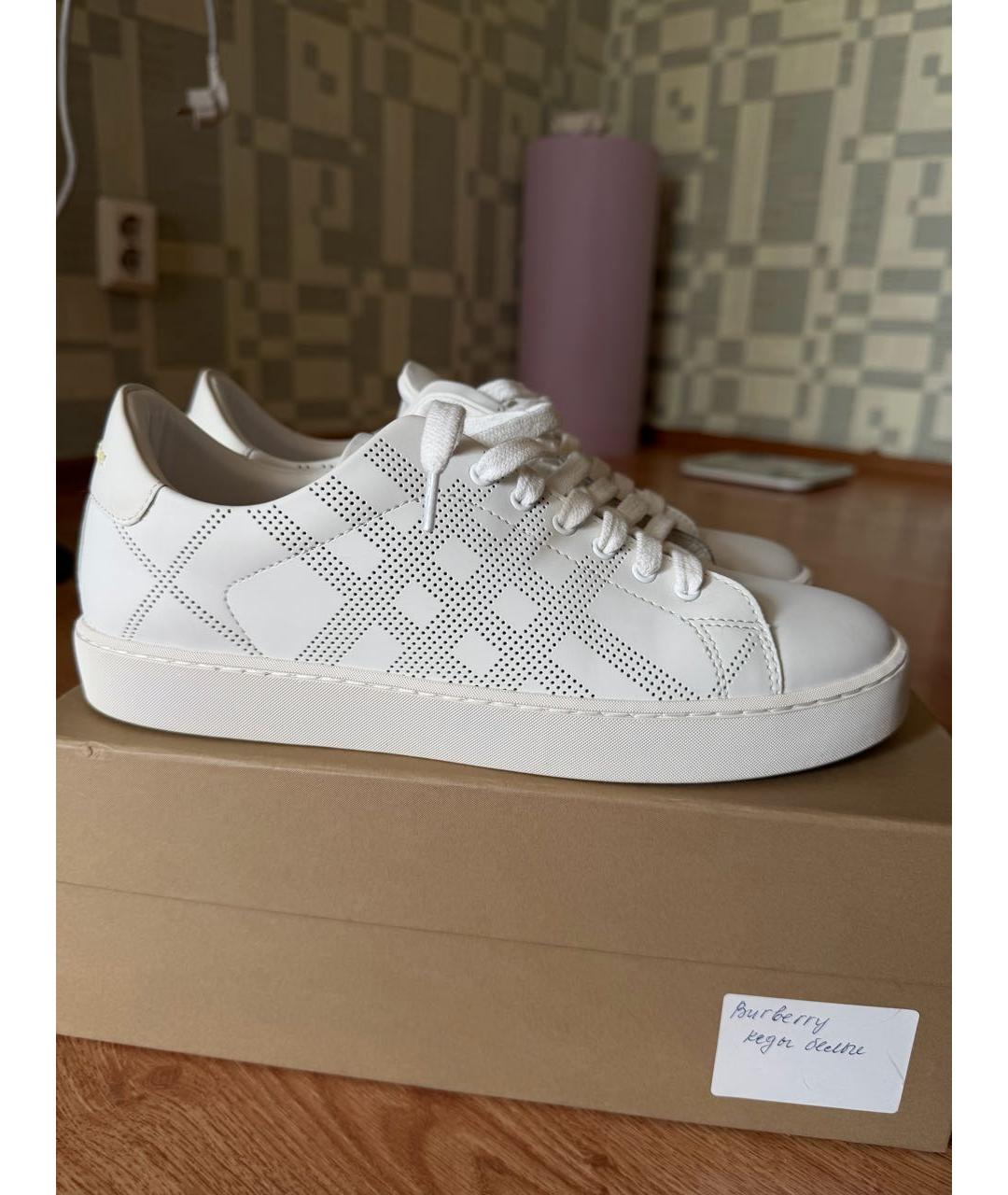 BURBERRY Белые кожаные кеды, фото 5