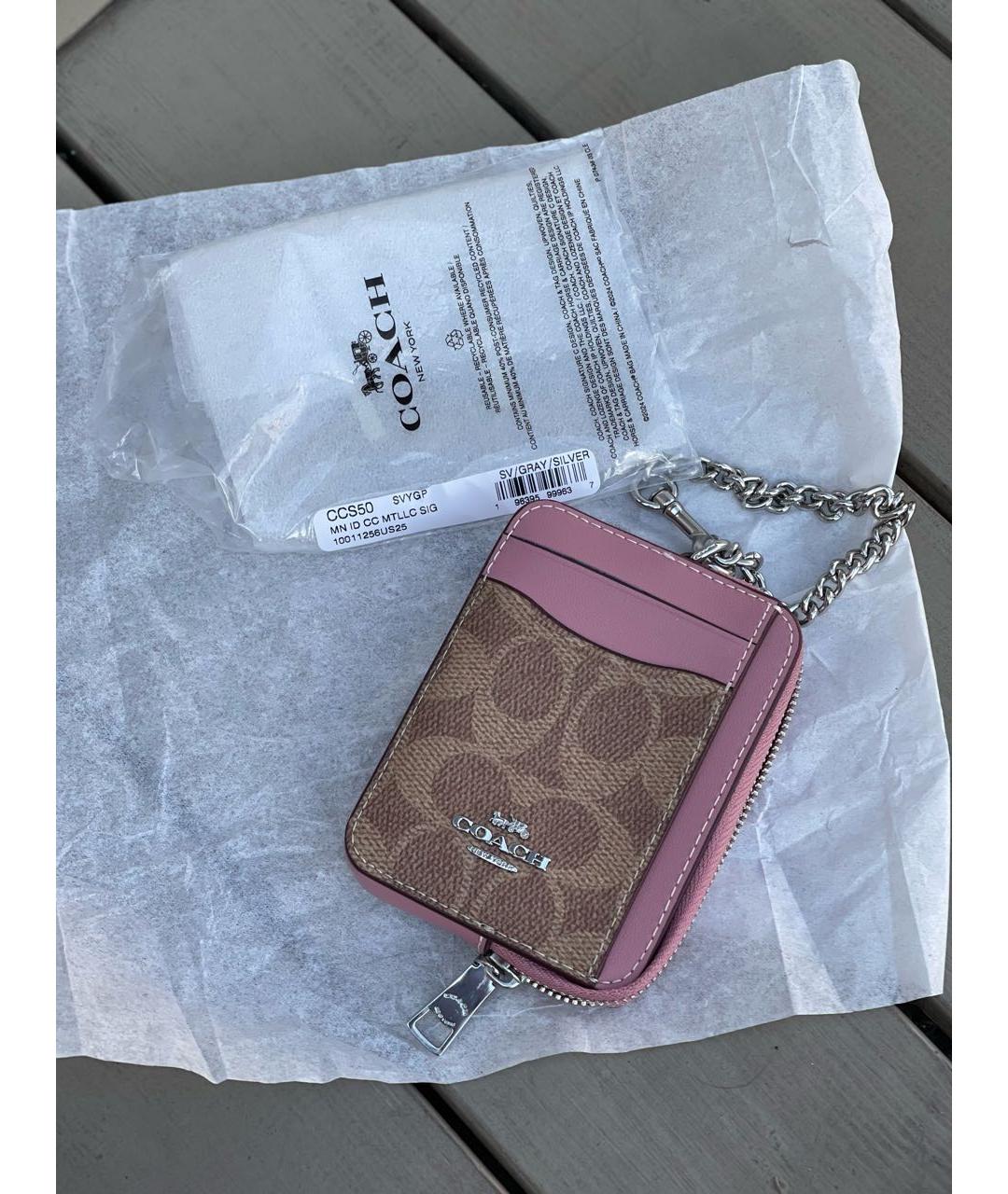 COACH Бежевый кожаный кошелек, фото 2