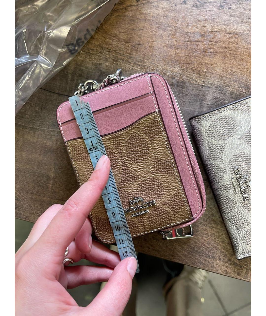 COACH Бежевый кожаный кошелек, фото 8