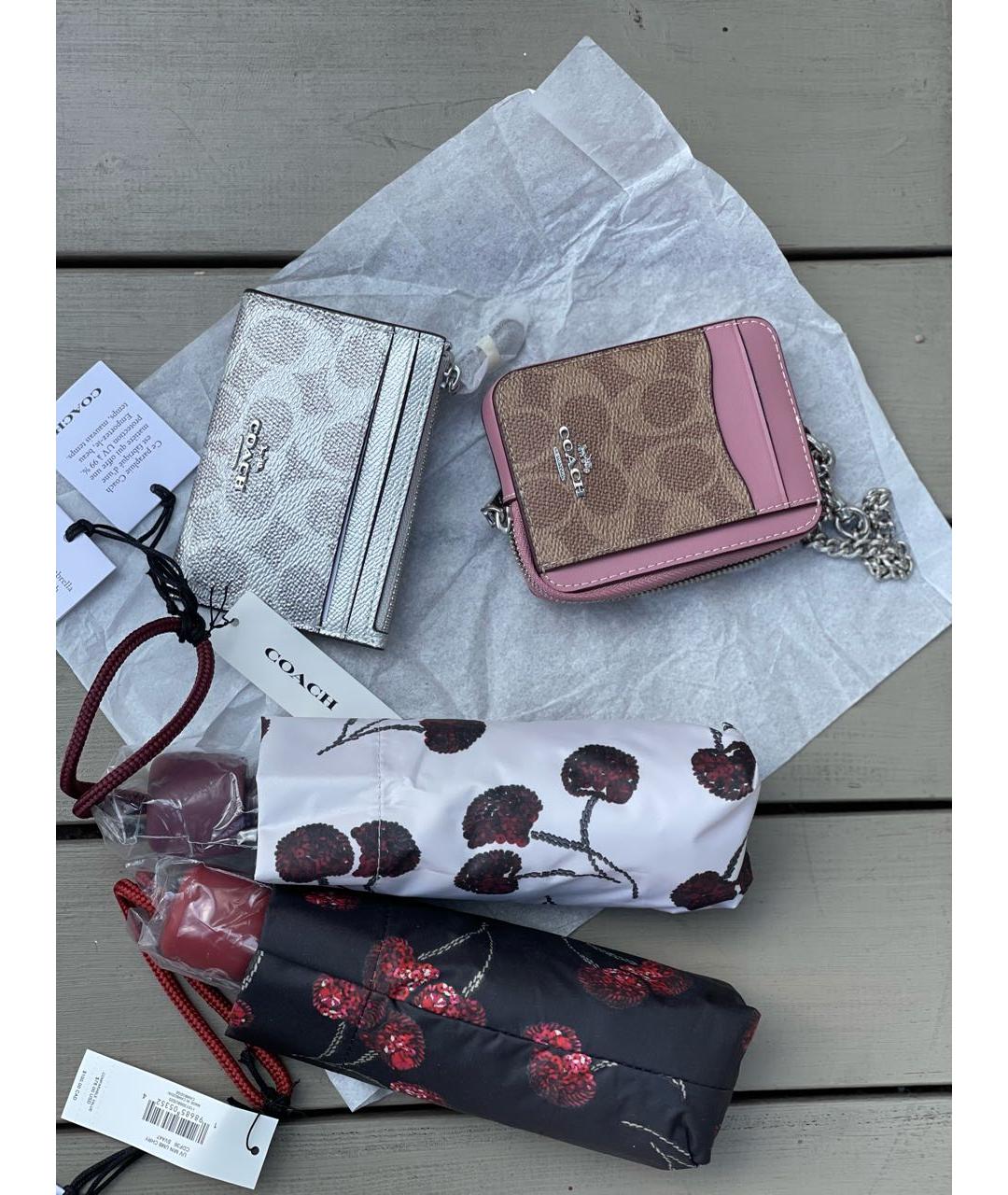 COACH Бежевый кожаный кошелек, фото 7