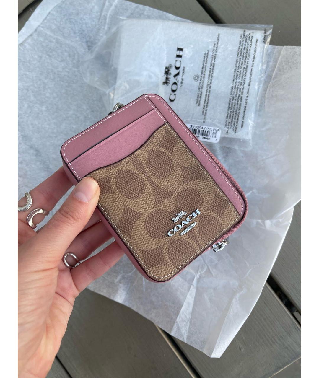 COACH Бежевый кожаный кошелек, фото 6