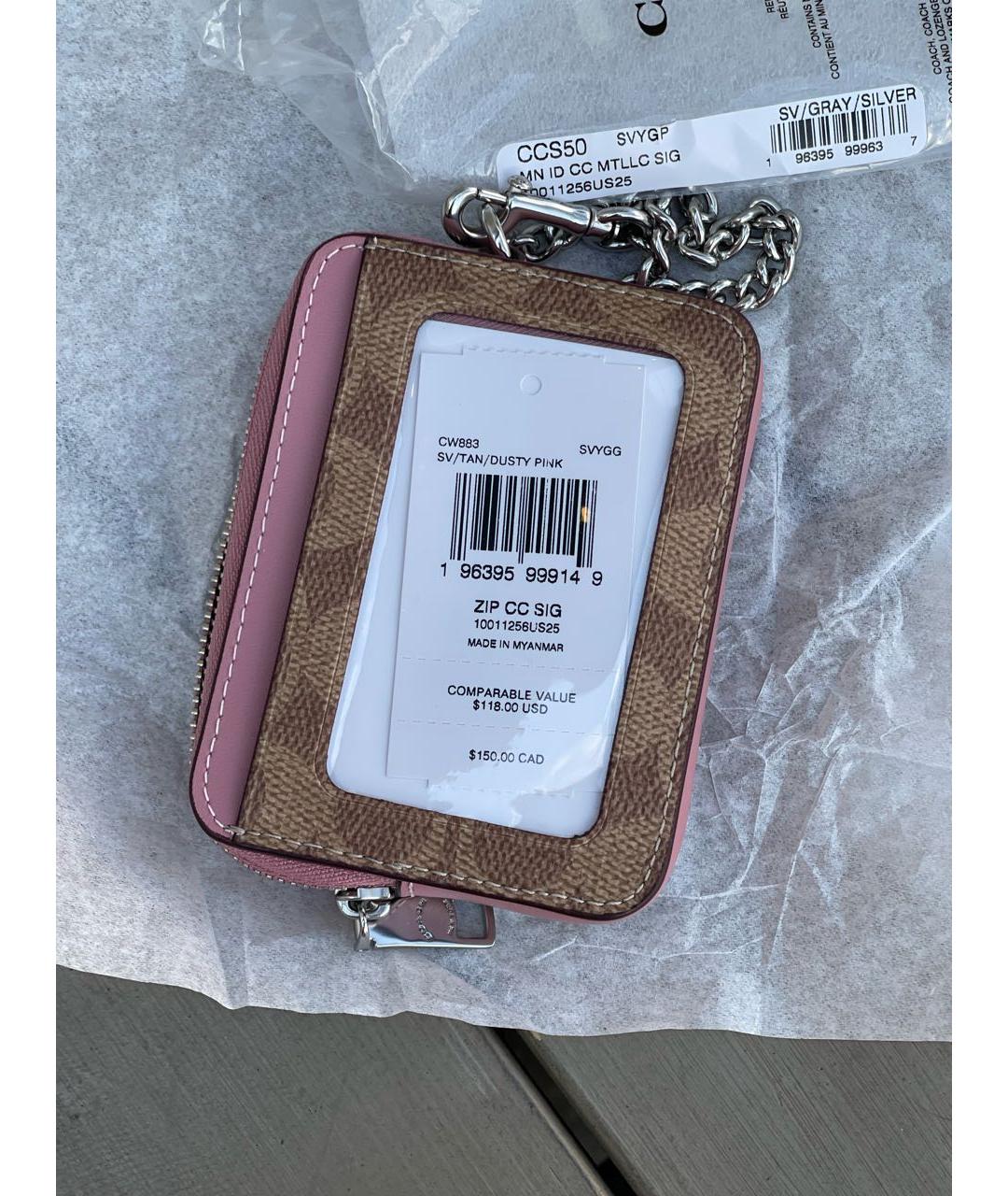 COACH Бежевый кожаный кошелек, фото 3