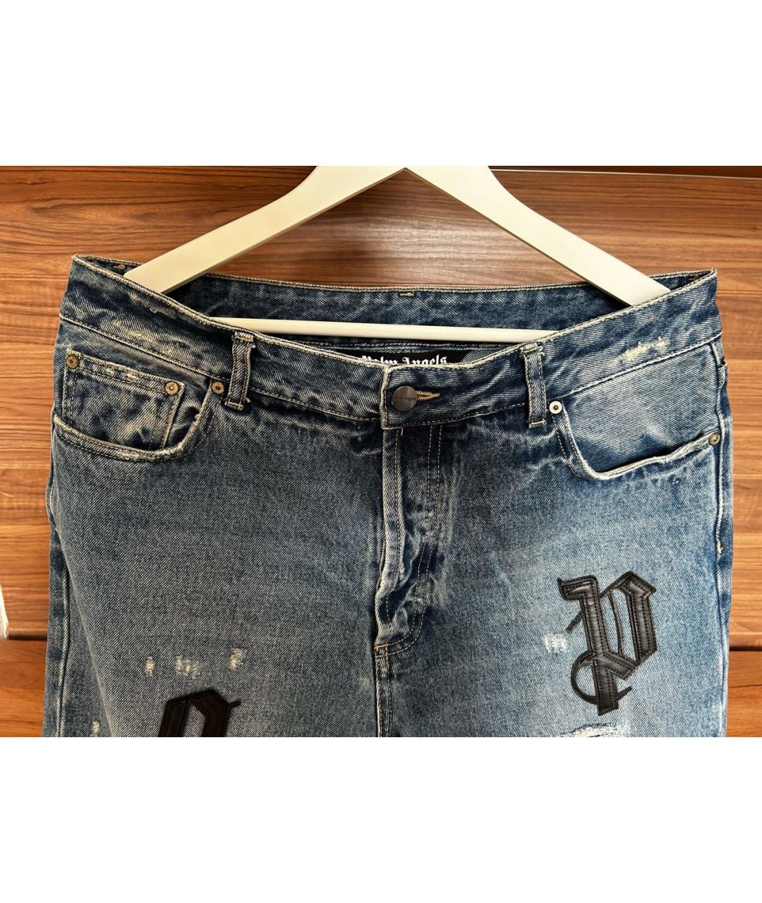 PALM ANGELS Темно-синие хлопковые прямые джинсы, фото 3