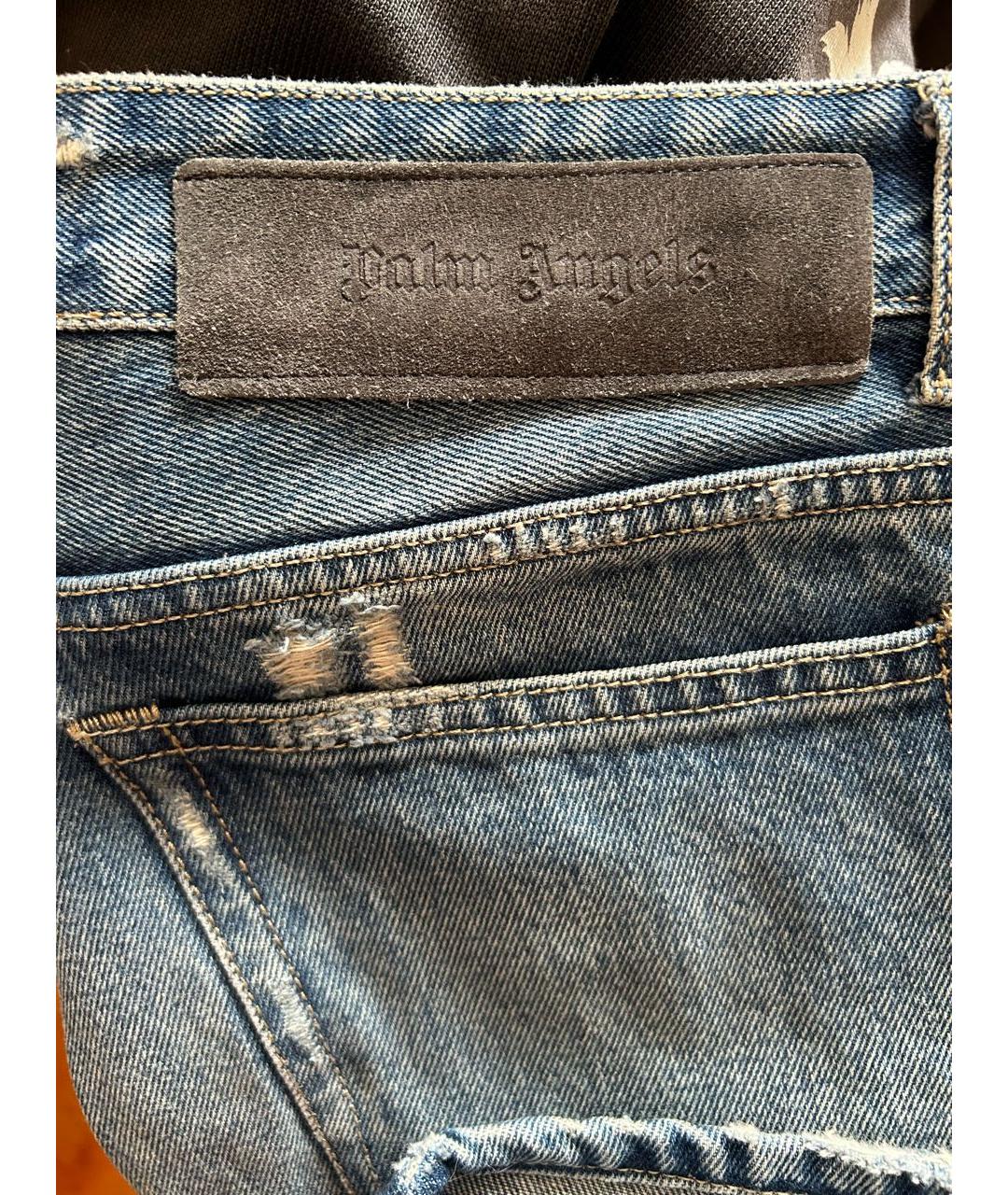 PALM ANGELS Темно-синие хлопковые прямые джинсы, фото 7