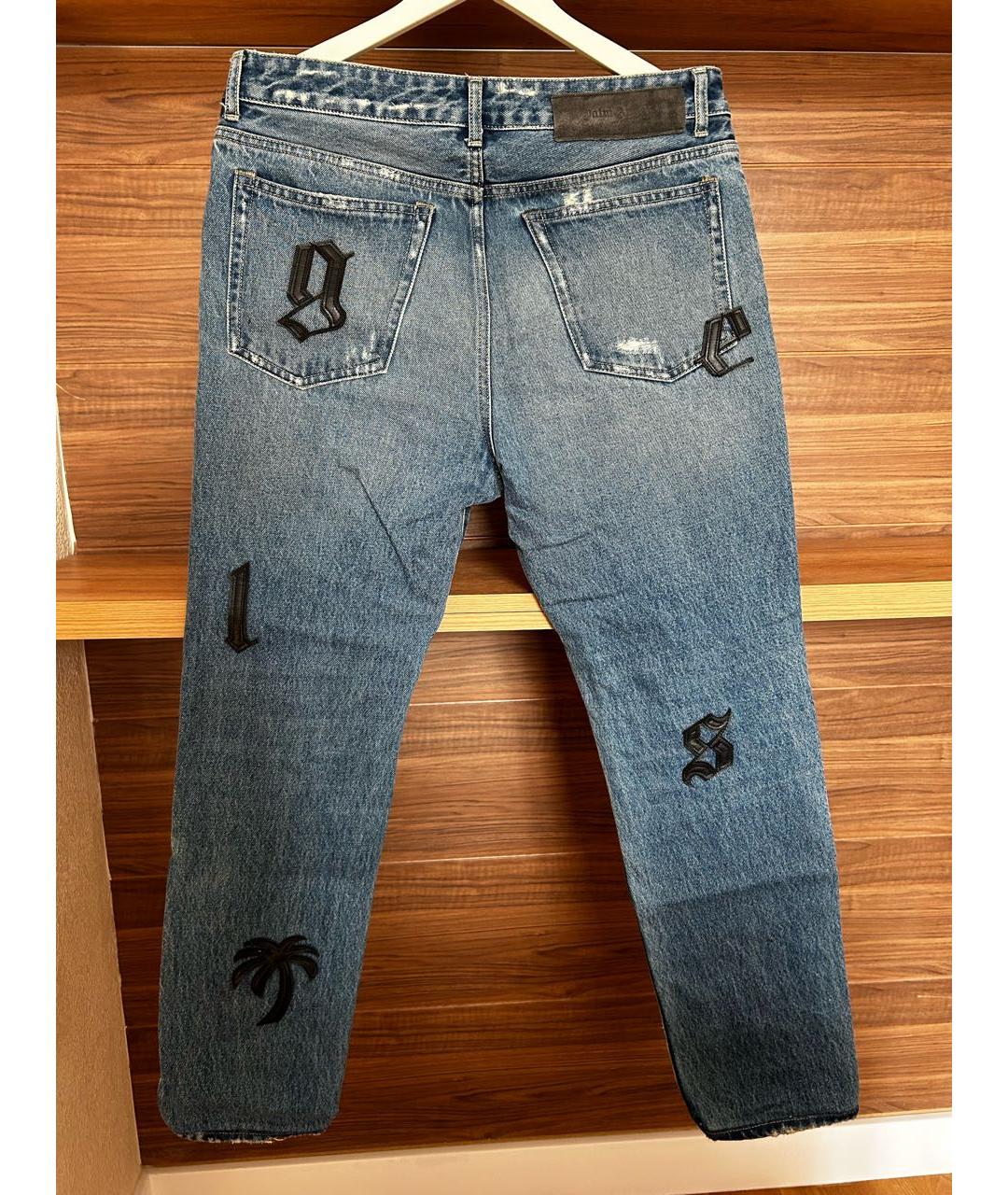 PALM ANGELS Темно-синие хлопковые прямые джинсы, фото 2