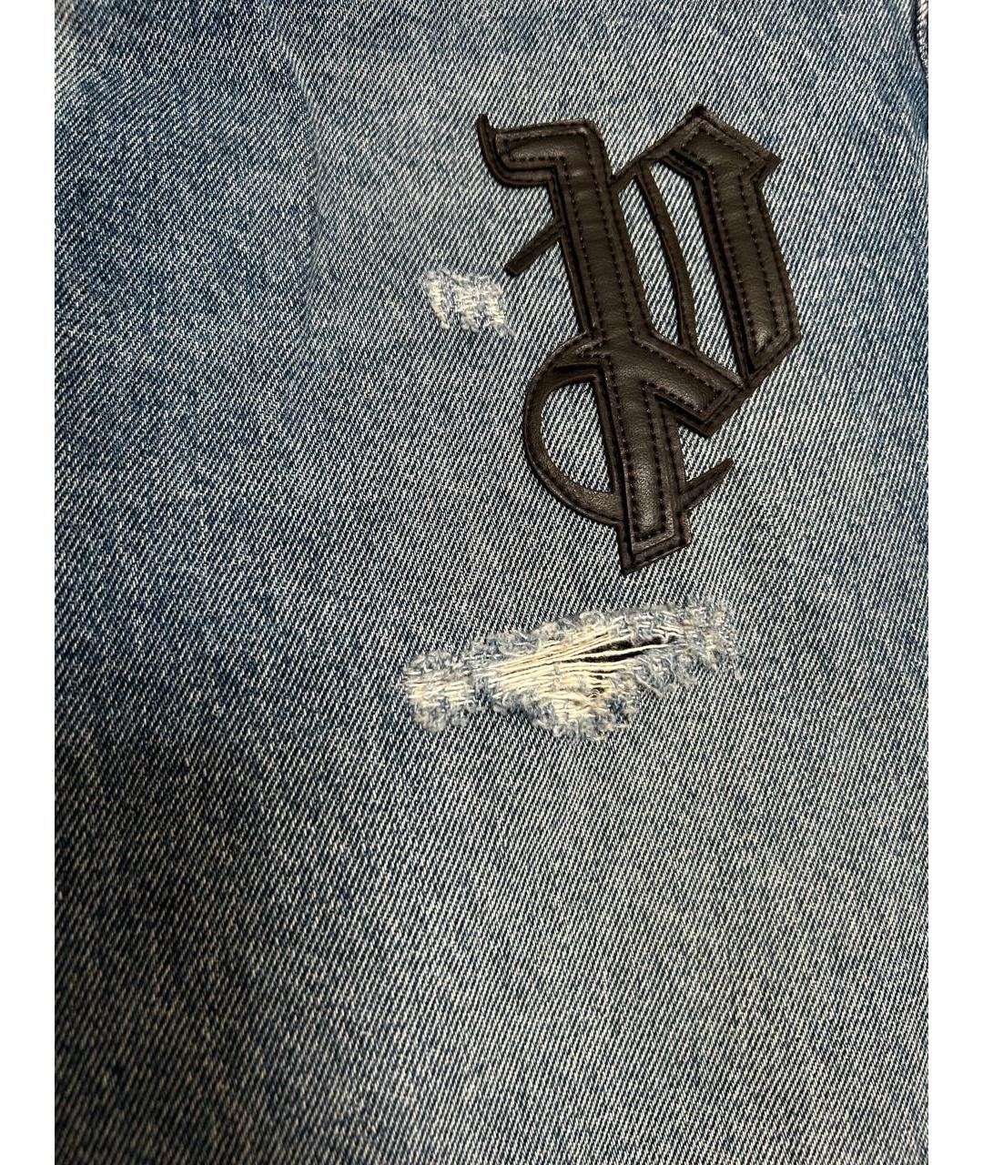 PALM ANGELS Темно-синие хлопковые прямые джинсы, фото 4