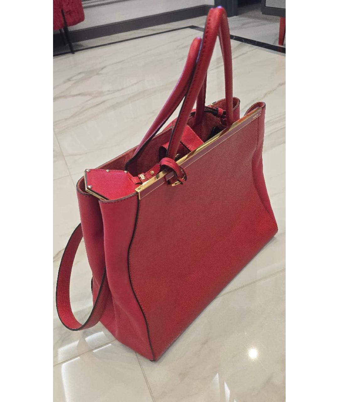 FENDI Красная кожаная сумка с короткими ручками, фото 2