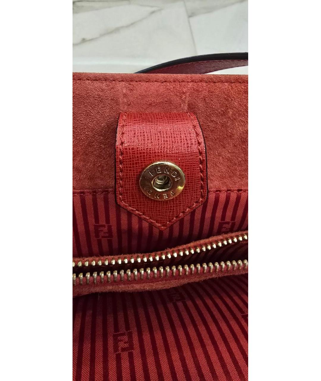 FENDI Красная кожаная сумка с короткими ручками, фото 6
