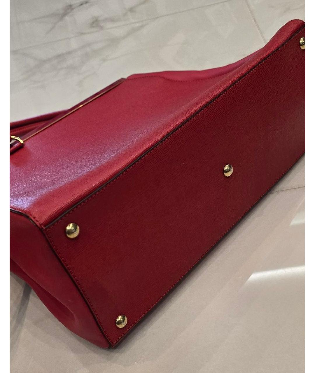 FENDI Красная кожаная сумка с короткими ручками, фото 5