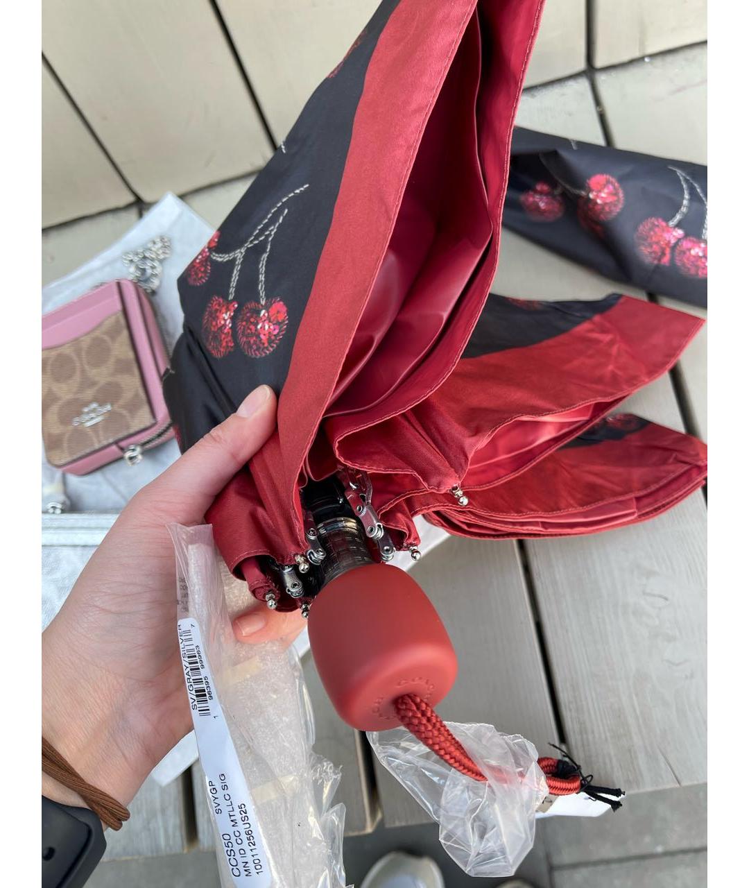 COACH Черный зонт, фото 5