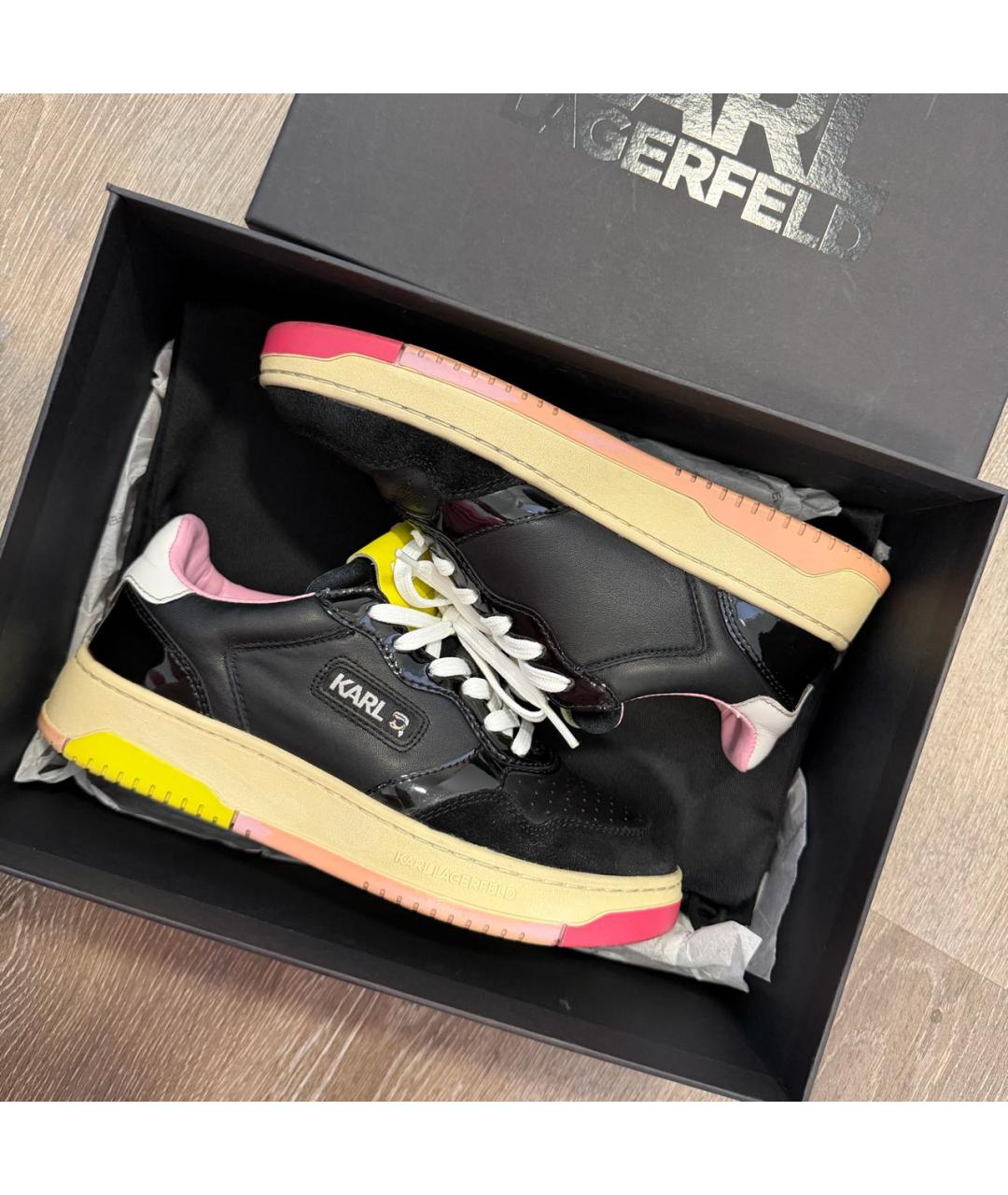 KARL LAGERFELD Черные кожаные кеды, фото 4