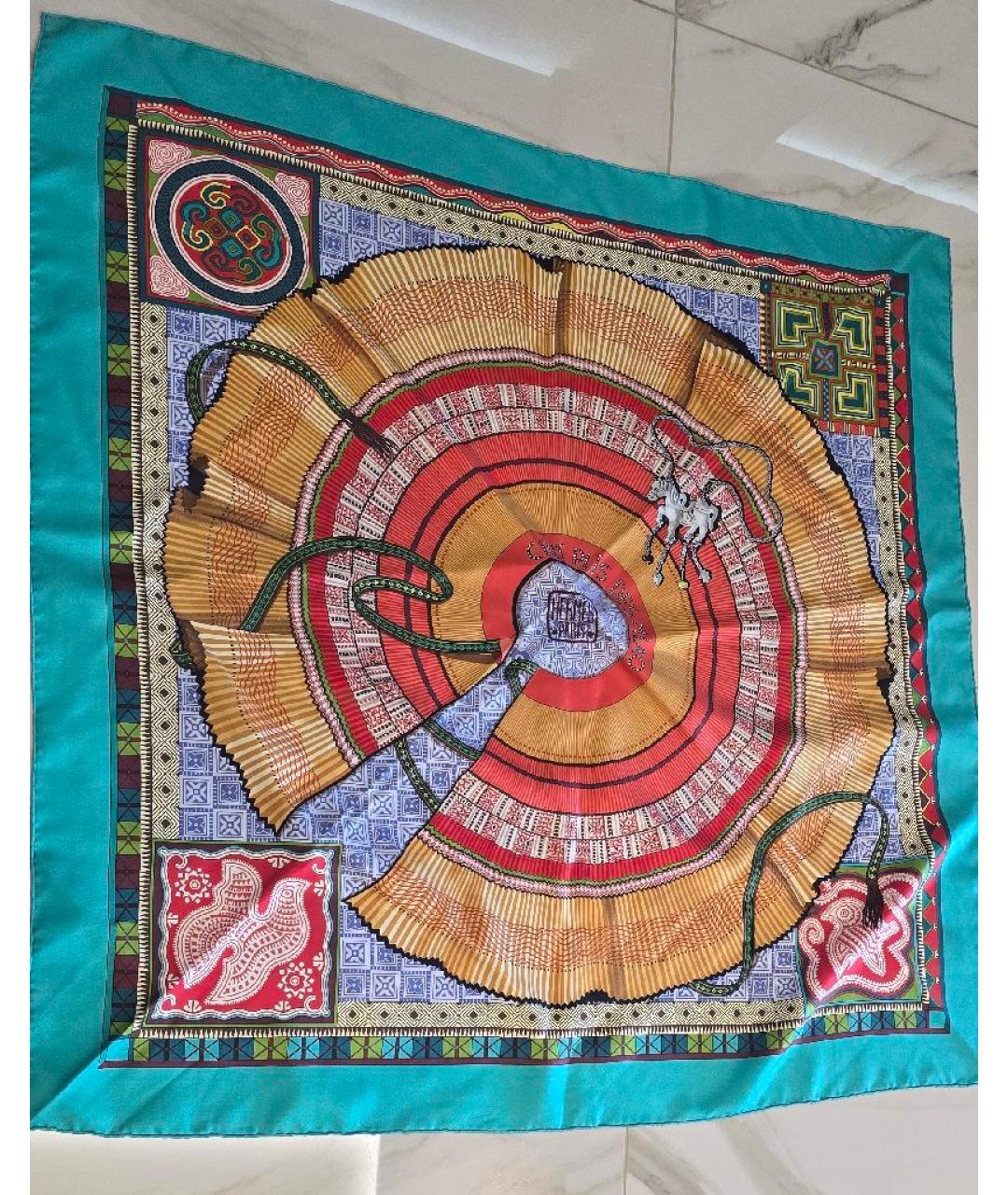 HERMES Мульти шелковый платок, фото 3