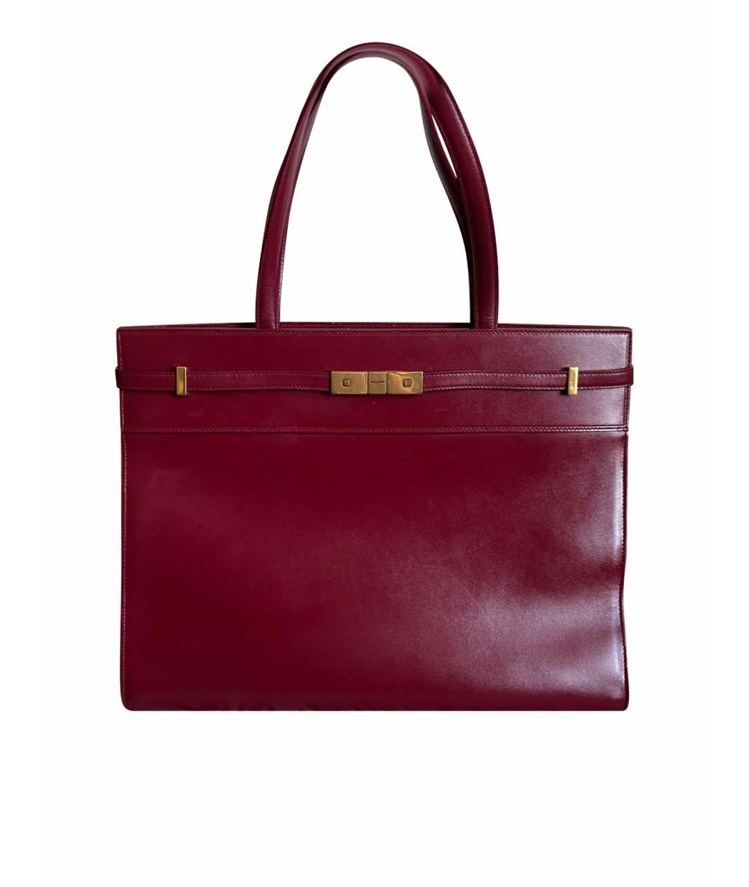 SAINT LAURENT Бордовая кожаная сумка тоут, фото 1