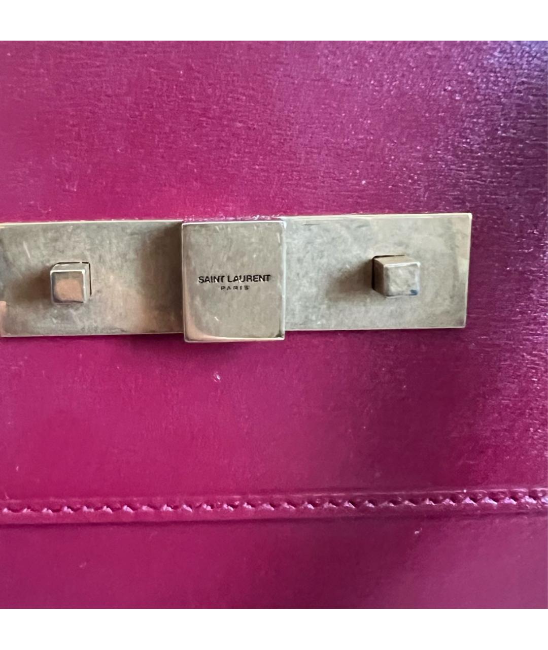 SAINT LAURENT Бордовая кожаная сумка тоут, фото 6