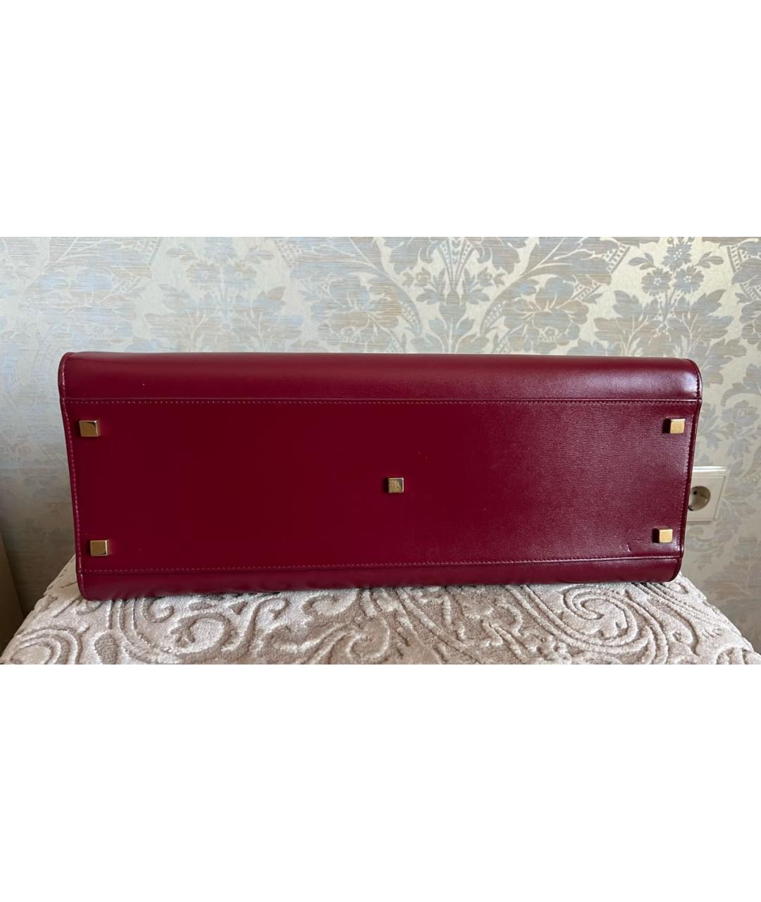 SAINT LAURENT Бордовая кожаная сумка тоут, фото 4