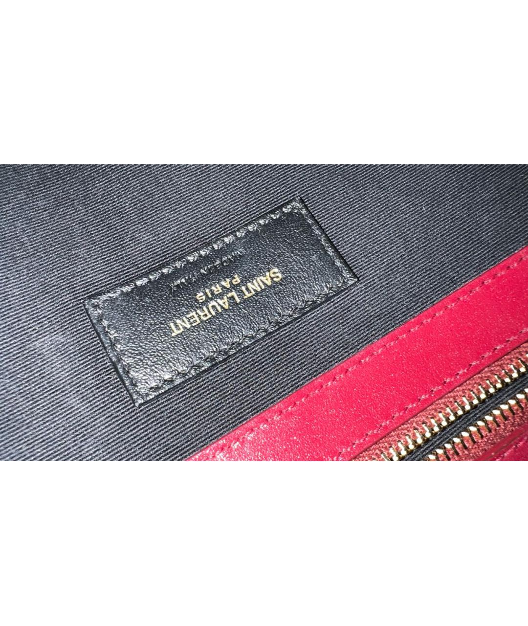 SAINT LAURENT Бордовая кожаная сумка тоут, фото 5