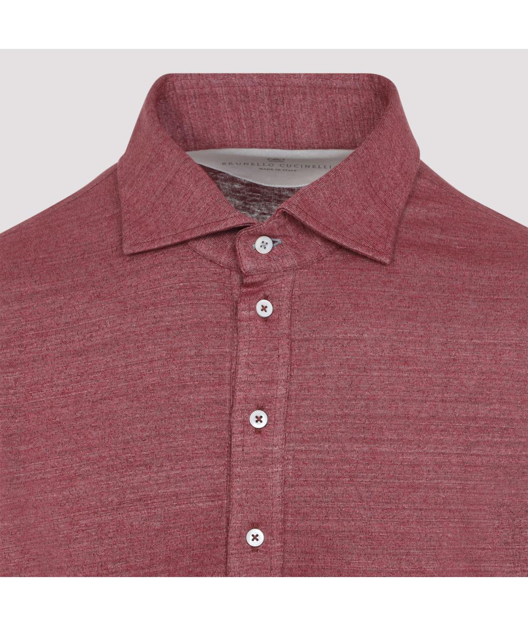 BRUNELLO CUCINELLI Розовое хлопко-леновое поло с длинным рукавом, фото 5