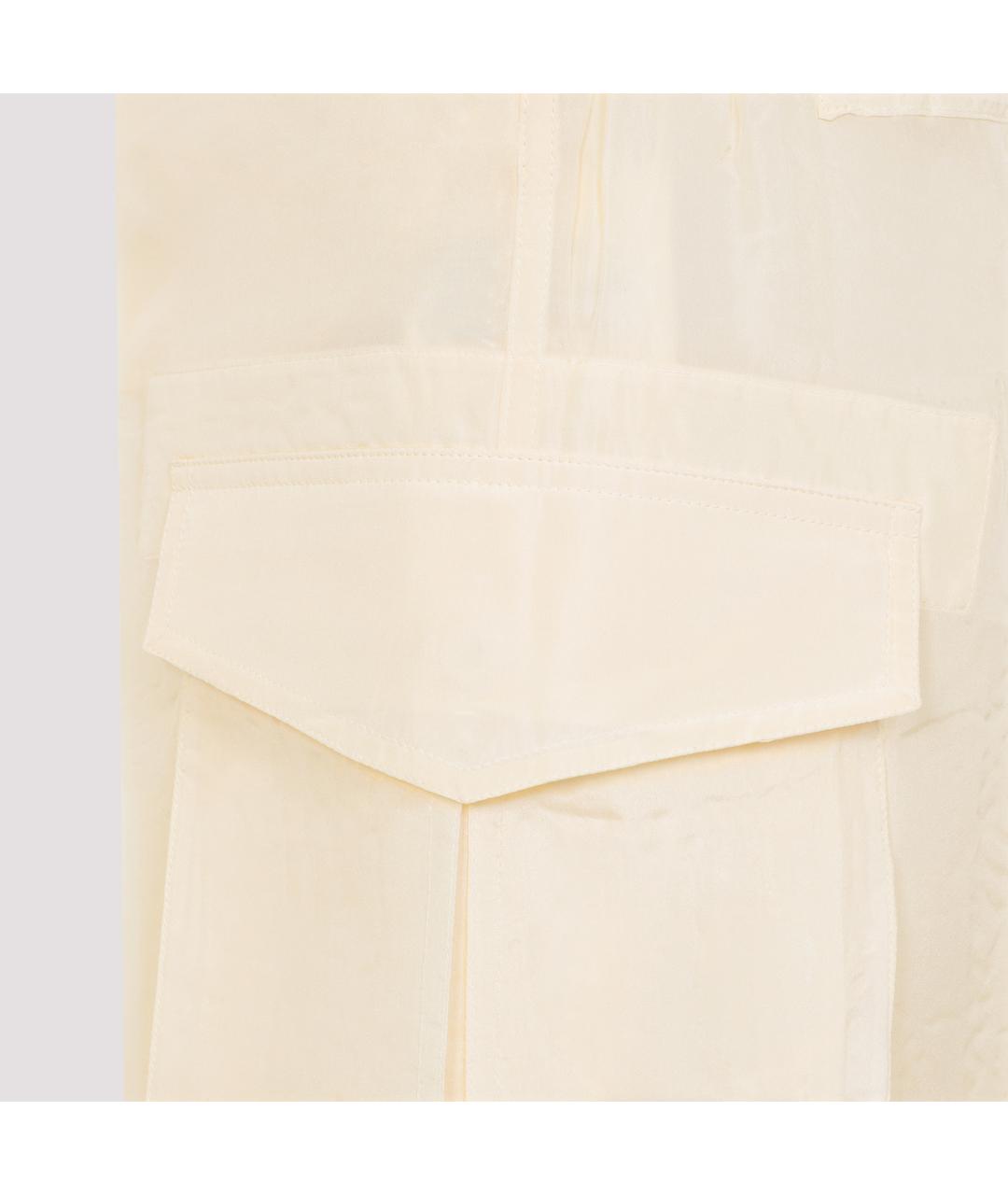 PHOEBE PHILO Бежевые шелковые прямые брюки, фото 4