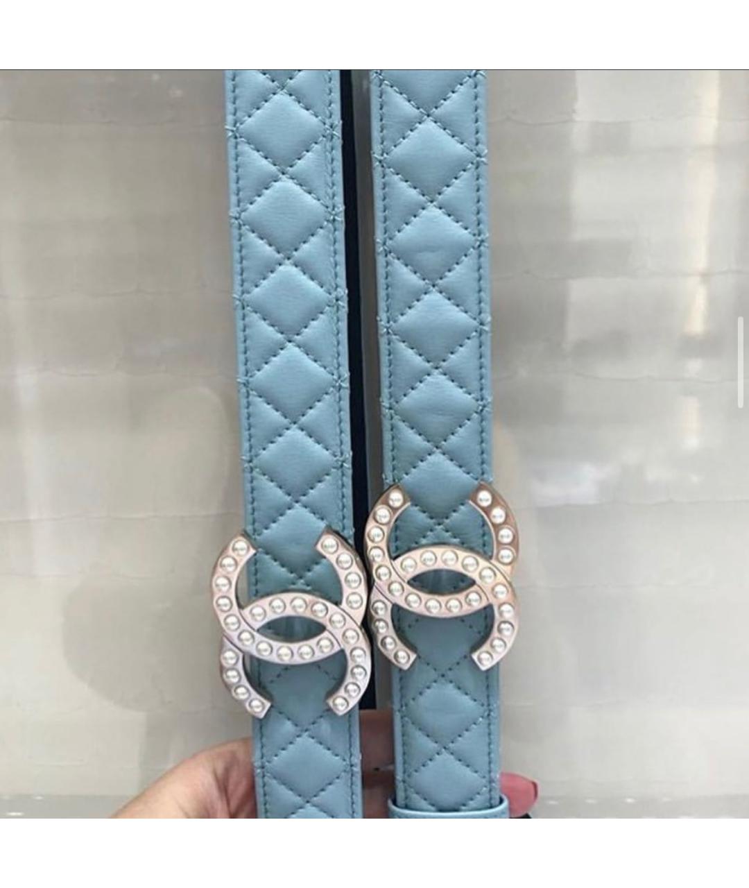 CHANEL Голубой кожаный ремень, фото 6