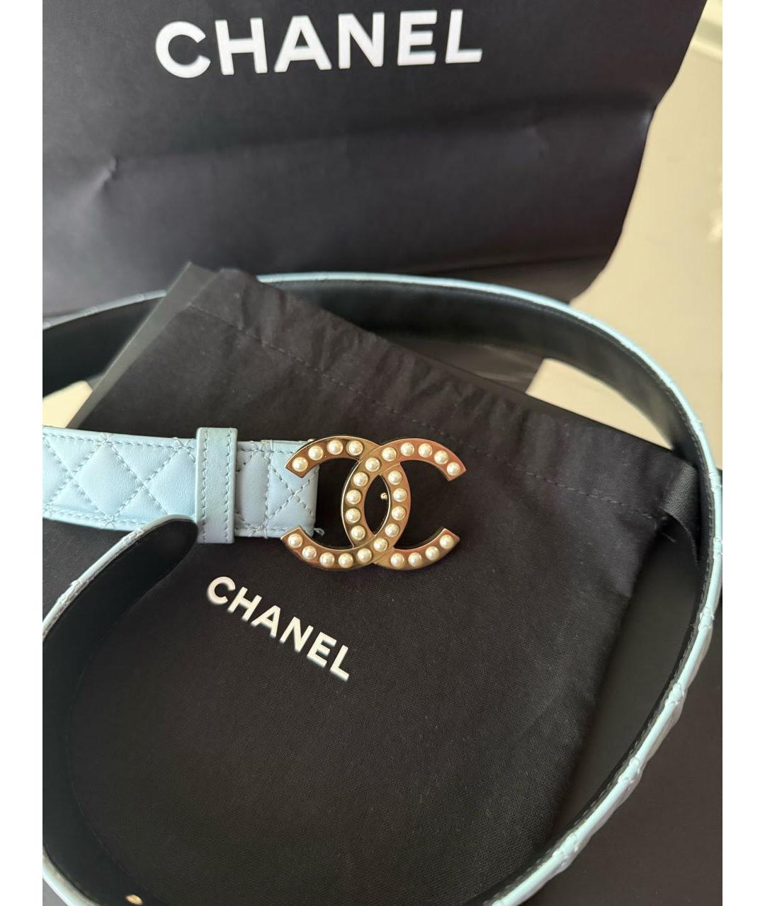 CHANEL Голубой кожаный ремень, фото 3