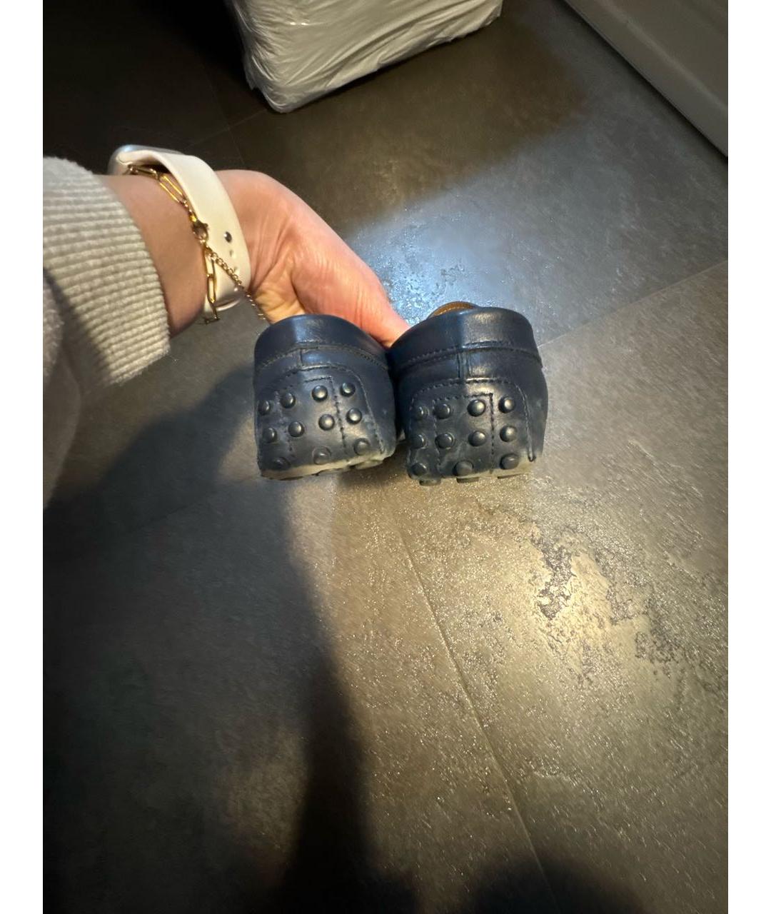 TOD'S Синие кожаные мокасины, фото 4