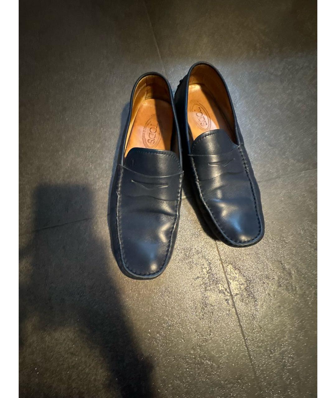 TOD'S Синие кожаные мокасины, фото 2
