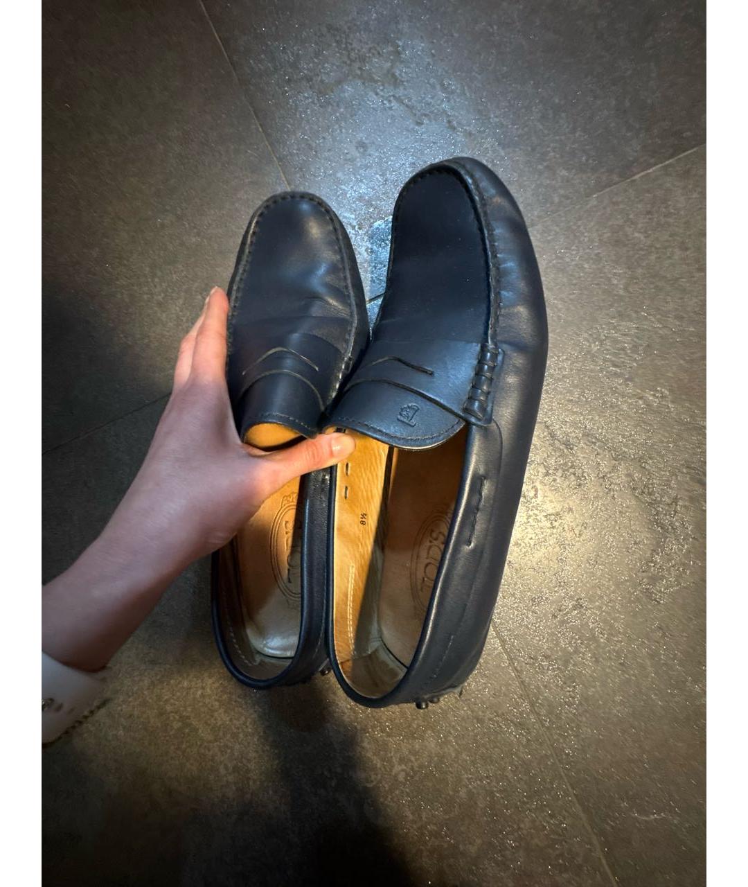 TOD'S Синие кожаные мокасины, фото 7