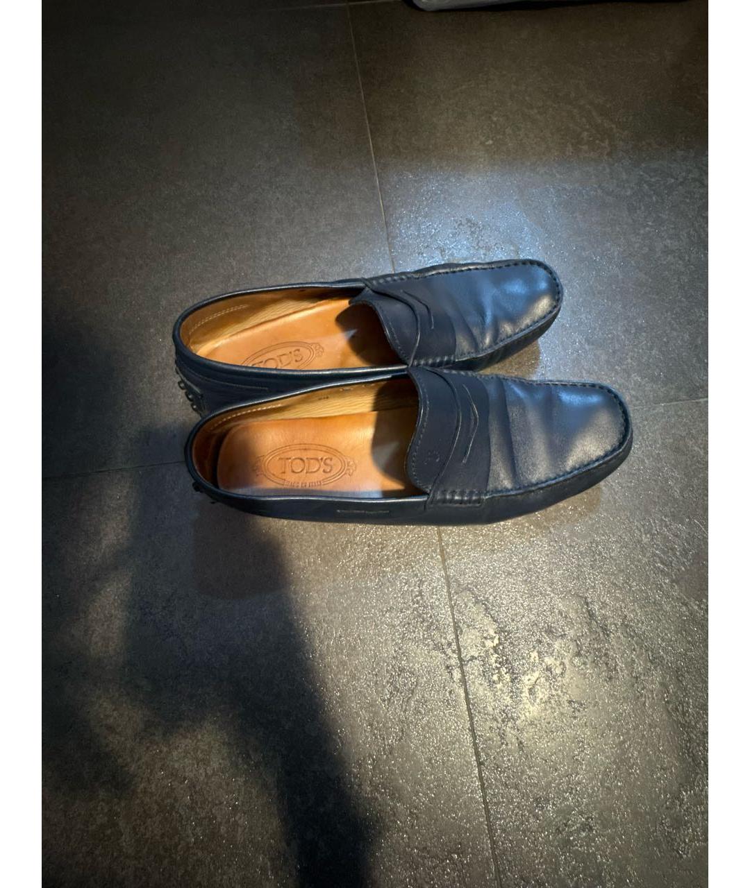TOD'S Синие кожаные мокасины, фото 3