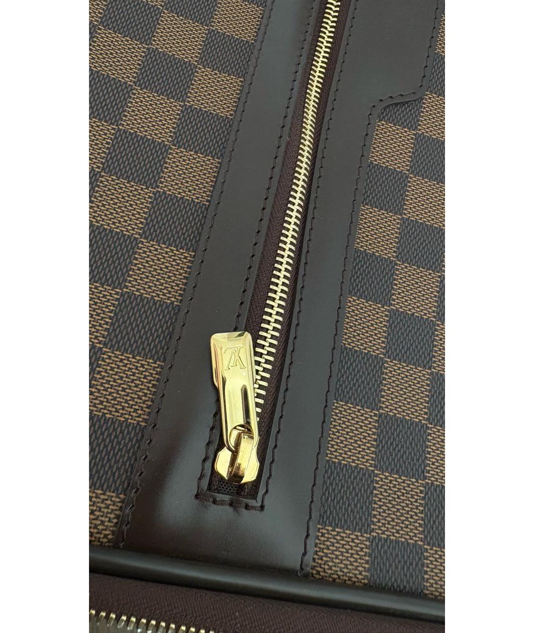 LOUIS VUITTON Коричневый кожаный чемодан, фото 7